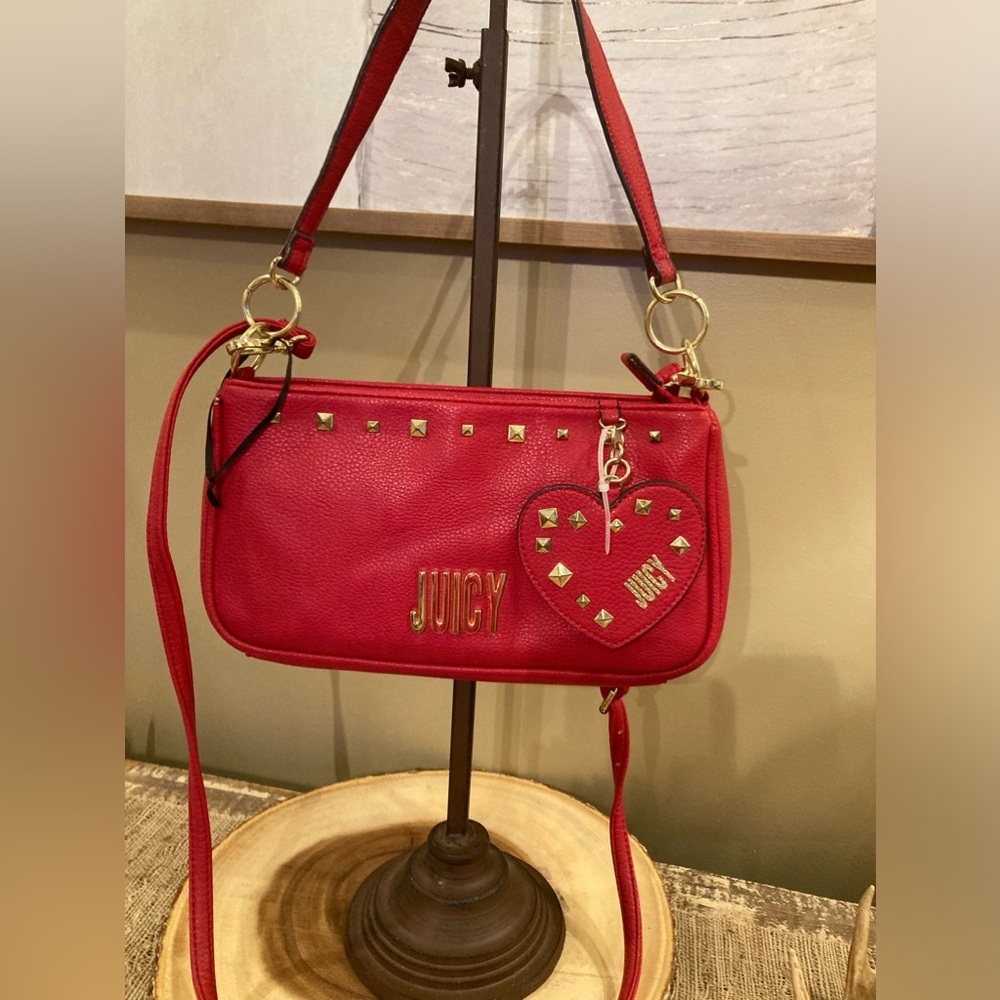 Juicy Couture "Heart Of Gold" Baguette Shoulder Bag with Crossbody strap Nwot